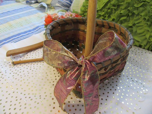 Basket Flower Girl Heart Shaped Woven Vintage Wedding Accessory - JAMsCraftCloset