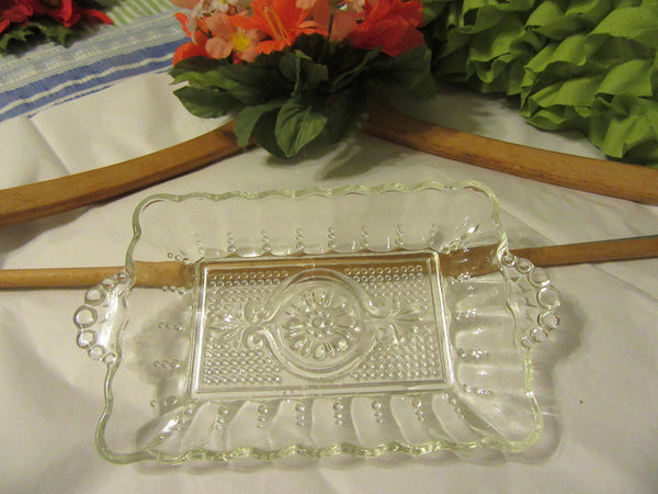 Tray or Dish Relish Rectangle Clear Glass Vintage - JAMsCraftCloset
