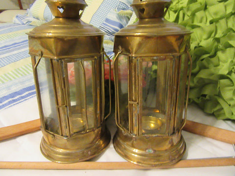 Lantern Brass Tealight Vintage Made in India Outdoor Lighting SET OF 2 - JAMsCraftCloset