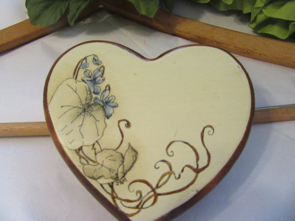 Tape Dispenser Heart Shaped Vintage Handcrafted Hand Painted Violets Pen and Ink - JAMsCraftCloset