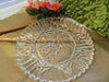 Cake or Serving Plate Vintage Clear Glass Round Embossed Fruit and Geometric Designs - JAMsCraftCloset